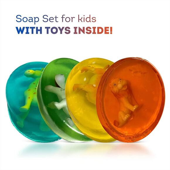 4 Kids Soap Bars with WILD ANIMALS Toys Inside - Picture 7 of 13